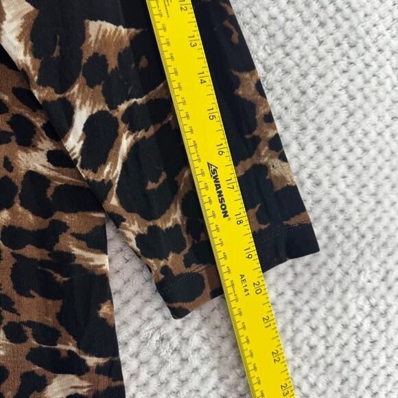 Chicos Travelers Top Womens 3 XL/16 Brown Animal Print Scoop Neck 3/4 Sleeve - Picture 10 of 12